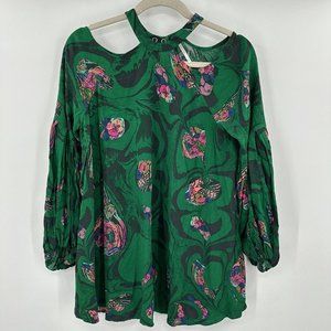 Free People Drift‎ Away Tunic Dress Green Boho Size Small Petite